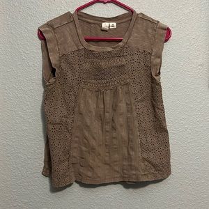 Joie XS brown eyelet short sleeve top. Excellent condition